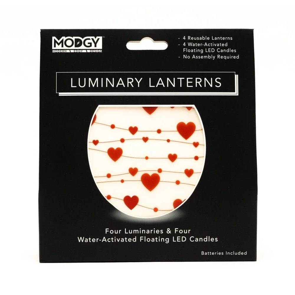 Luminary‎ Lanterns 4 Pack Water Activated Floating LED Candles Heart Pattern